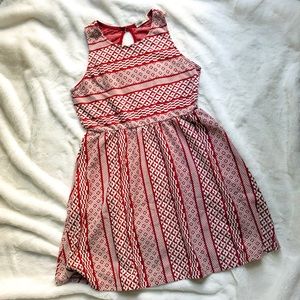 NWOT Red and Cream Dress! Geometric/Aztec print